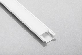 Set profil LED incastrat Glax GTV, din aluminiu, alb, cu guler lateral si dispersor alb mat, 2 m Aluminiu, L:2000 mm; l:22 mm; H:6.2 mm, Alb, Glax, 10