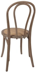 Scaun de dining din lemn masiv și rachită, maro, 42x42x88 cm