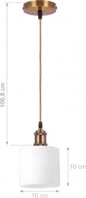 BRILAGI - LED lustră pe cablu RETRO GLASS 1xE27/60W/230V Ø 10 cm auriu/alb
