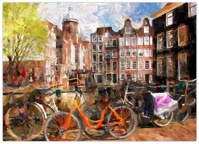 Tablou pe sticlă - Amsterdam, pictură (70x50 cm)