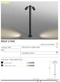 Stalp de exterior cu spoturi directionabile IP44 ROLF 2 90cm gri