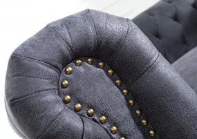 Canapea clasica stil englezesc Chesterfield 3 locuri gri antic