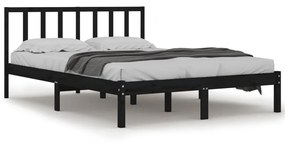 Cadru de pat Small Double 4FT negru 120x190 cm lemn masiv pin Negru, 120 x 190 cm
