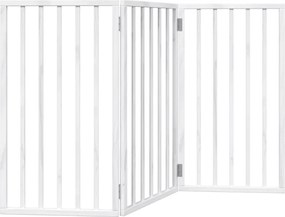 vidaXL Poartă de acces pentru câini pliabilă, 3 panouri, albă, 150 cm, lemn de plop