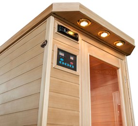 Infračervená sauna/ tepelná kabína Trondheim s plnospektrálnymi žiaričmi a drevom Hemlock