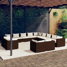 3102906 vidaXL Set mobilier de grădină cu perne, 13 piese, maro, poliratan
