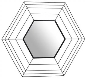 Oglinda hexagonala cu rama din metal neagra Romeo, 1.5cm (L / D) x 69cm (W) x 79.5cm (H)