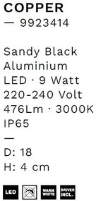 Aplica LED ambientala iluminat exterior IP65 COPPER D-18cm