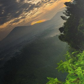 Tablou - peisaj montan verde (cu ceas) (90x30 cm)