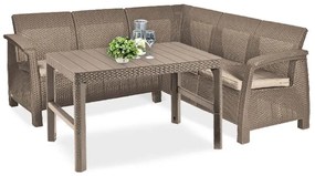 Canapea de colț mică Corfu relax cu masă Lyon cappuccino