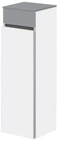Dulap baie inalt suspendat, Memento Villeroy&amp;Boch, parte superioara din sticla, balamale stanga, 81x26x27cm, alb/gri, C78200MT