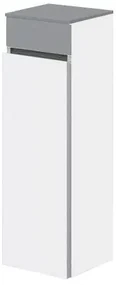 Dulap baie inalt suspendat, Memento Villeroy&amp;Boch, parte superioara din sticla, balamale stanga, 81x26x27cm, alb/gri, C78200MT