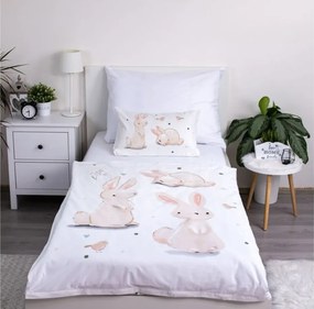 Lenjerie de pat din bumbac pentru patut BUNNIES albă Dimensiune lenjerie de pat: 40 x 60 cm | 100 x 135 cm