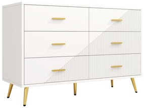Comodă de sufragerie cu 6 sertare spațioase, Alb | Aosom Romania