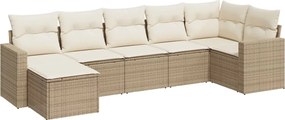 vidaXL Set canapele de grădină, 7 piese, cu perne, bej, poliratan