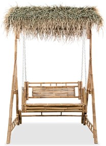Balansoar cu 2 locuri, cu frunze de palmier, 202 cm, bambus