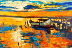 Tablou - Barca la apus de soare (90x60 cm)