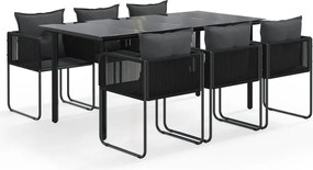 vidaXL Set de servit masa pentru grădină, 7 piese, negru