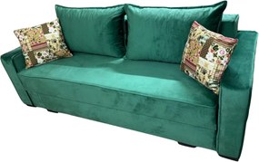 Canapea LARISA extensibila, 3 locuri, cu lada de depozitare, catifea verde smarald , 220x95x85 Verde Smarald, Catifea