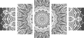 Tablou 5-piese Mandala armonie în design alb-negru
