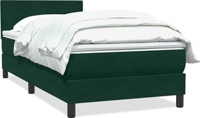 vidaXL Pat box spring cu saltea, verde închis, 80x220 cm, catifea