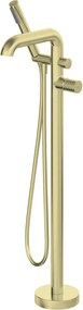 🛁 Baterie freestanding pentru cadă SILIA HEXA, cu set de duș – Finisaj auriu periat – Cod BHS_R17M