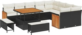 vidaXL Set de canapele pentru grădină 13 pcs Negru și Crem poliratan