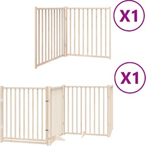 vidaXL Poartă de câini pliabilă cu ușă, 6 panouri, 480 cm, lemn plop