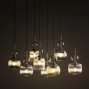 Candelabru suspendat pe cablu SOPHIA, 8xE14/10W/230V, negru/bej fumuriu