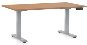 Masa inaltime reglabila OfficeTech D, 120 x 80 cm, bază gri, fag