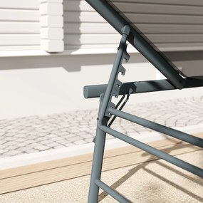 Outsunny Set de 2 șezlonguri pliabile textilenă transat grădină exterior reglabil 54 x 164 x 84 cm gri deschis | Aosom Romania