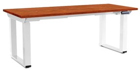 Masă înălțime reglabilă OfficeTech Strong 180 x 80 cm, picioare albe, cireș