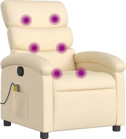 vidaXL Fotoliu rabatabil de masaj, crem, material textil