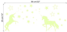 Autocolant de perete "Unicorni fosforescenți cu steluțe" 56x25 cm