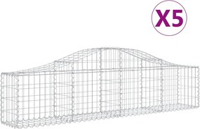 vidaXL Coșuri gabion arcuite 5 buc, 200x30x40/60 cm, fier galvanizat