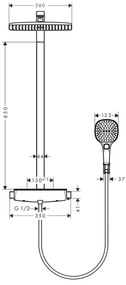 Coloana de dus cu termostat, Hansgrohe, Raindance Select E 360, cu cap fix si mobil, crom