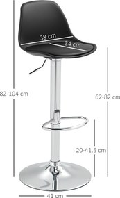 Homcom Set 2 Scaune Bar – Reglabile, Cu Spatar si Pivotante | Aosom Romania