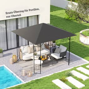 Outsunny Husă de schimb pentru pavilion 3 x 3 m, rezistentă la apă, acoperiș pavilion UPF30+, husă de schimb din țesătură Oxford 370 g/m², Gri | Aosom Romania