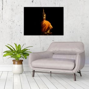 Tablou pe sticlă - Statuia lui Buddha de aur (70x50 cm)