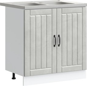 vidaXL Dulap baza chiuvetă Lucca 2 pcs Gri din beton Lemn compozit