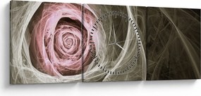 Tablou - Abstract trandafir roz deschis roz (cu ceas) (90x30 cm)