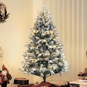 HOMCOM Brad de Crăciun Artificial cu 200 luminițe LED, 793 Ramuri, Crengi Pliabile și Bază Pliabilă, Ø116x180 cm, Verde | Aosom Romania