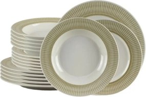 Farfurie Mare 27 cm Alb cu striatii Maro (Produs Basic)