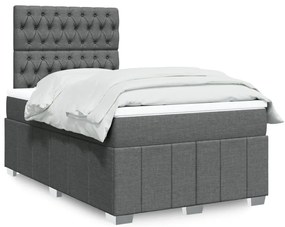 vidaXL Pat box spring cu saltea, gri închis, 120x200 cm, textil