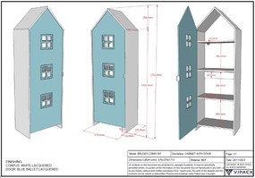 Dulap pentru Copii Căsuță, Albastru, (MDF) – CASAMI – Vipack