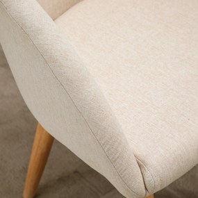 HOMCOM Set de 2 scaune de dining scaun de bucătărie Design scandinav - Picioare inclinate din lemn de cauciuc - Șezut Spătar brațe ergonomice Aspect in Bej | Aosom Romania