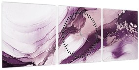 Tablou - Artă fluidă violet (cu ceas) (90x30 cm)