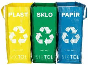 Sixtol Saci pentru sortarea deșeurilor SORT EASY 3SLIM, 18 x 30 x 40 cm, 3 x 22 l, 3 buc.