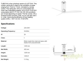 Ventilator cu telecomanda Tube crom / transparent 33374