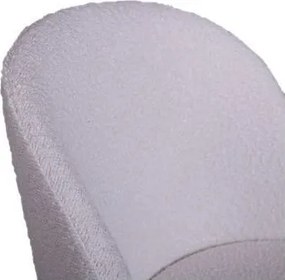 Scaun dining tapițat shabby chic din stofă bouclé și lemn de fag, alb, cu spătar rotunjit învelitor și picioare negre, 80 x 49 x 55 cm, „Amelie”